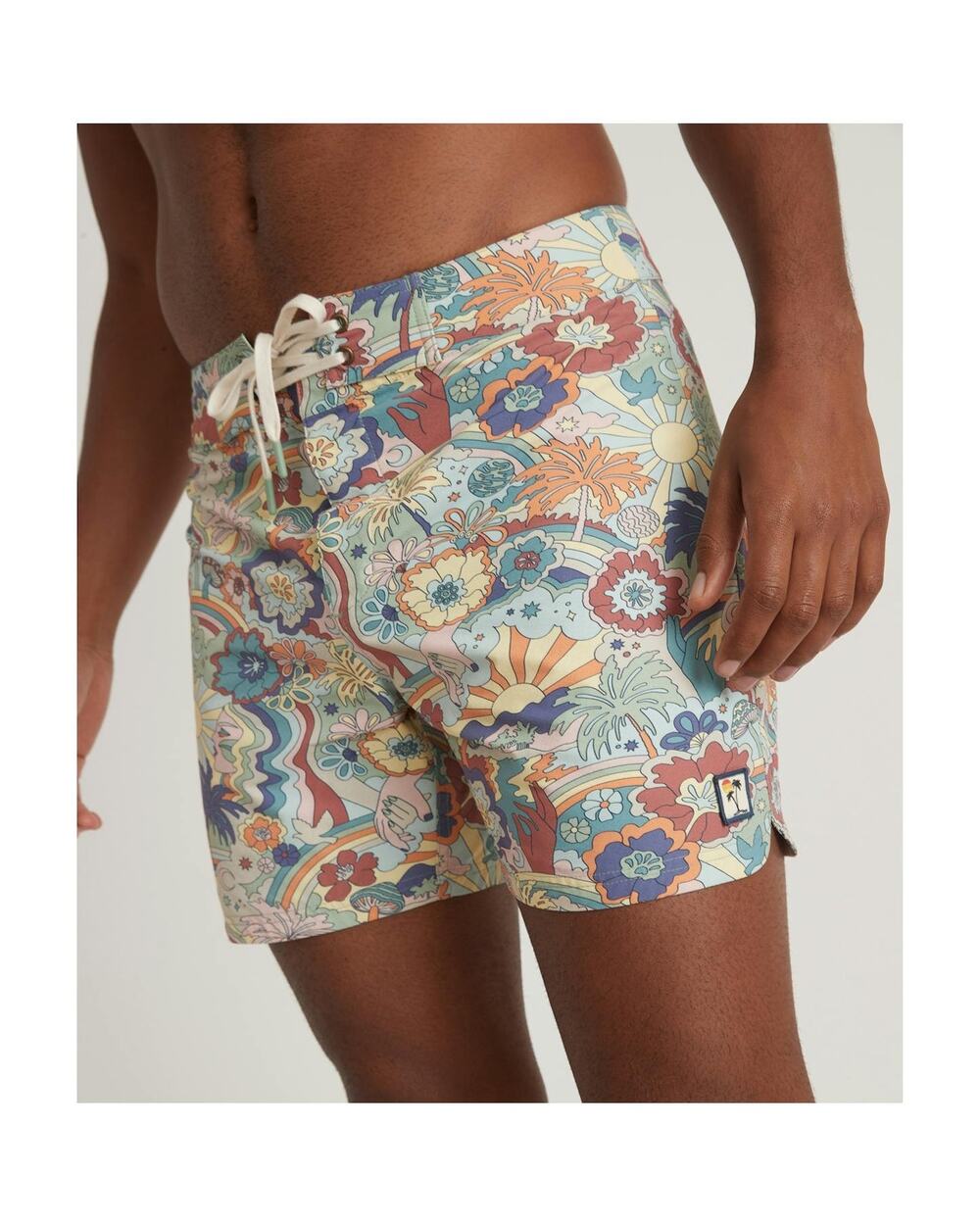 Marine Layer Printed Board Shorts Mens 30 Groovy Sunshine Swim Shorts Surf 5"